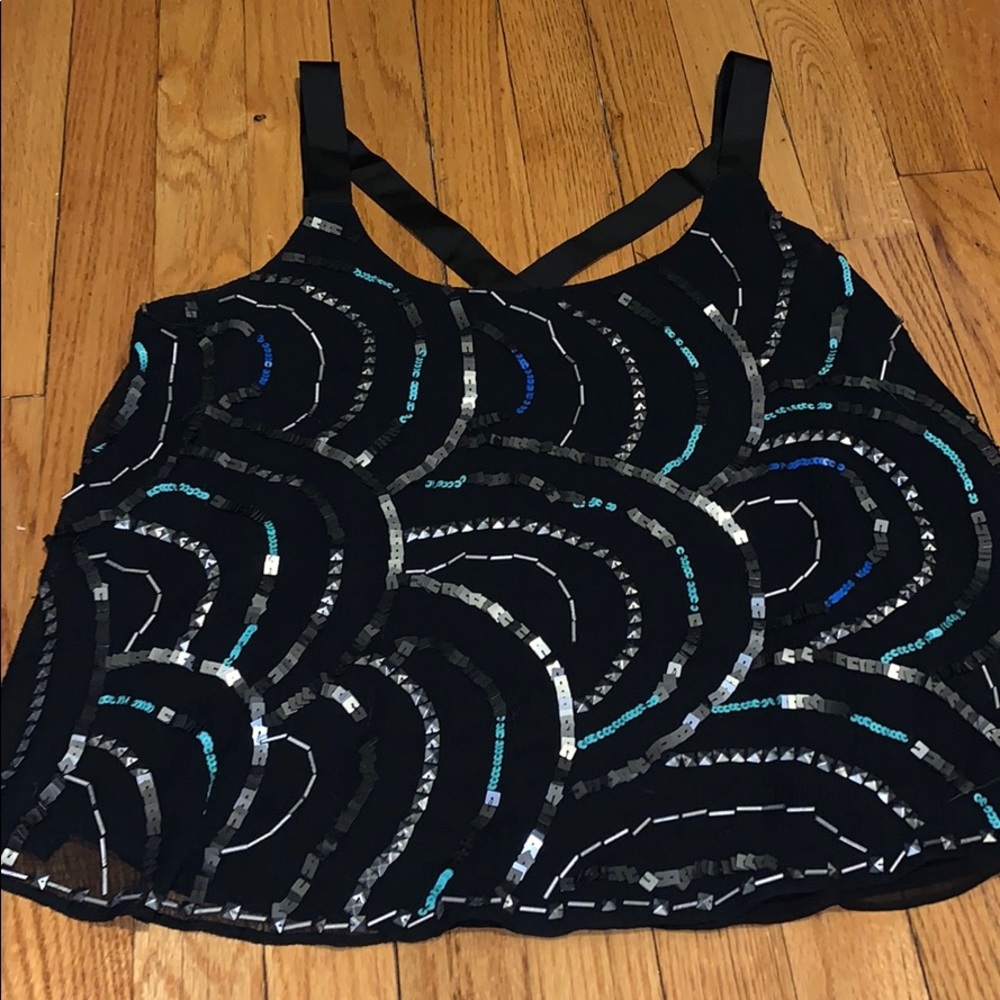 French connection strappy top, large w/ sequins.